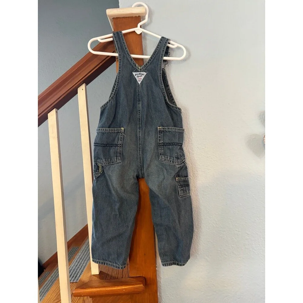 Oshkosh b’gosh blue jean denim overalls 24 mths snap